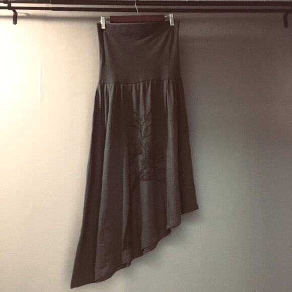 NWOT 100% Elfcore Organic Cotton Mossy Green Asymmetrical Tree Skirt - Picture 2 of 16